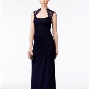 X by XSCAPE Stand-Collar Illusion Back Gown